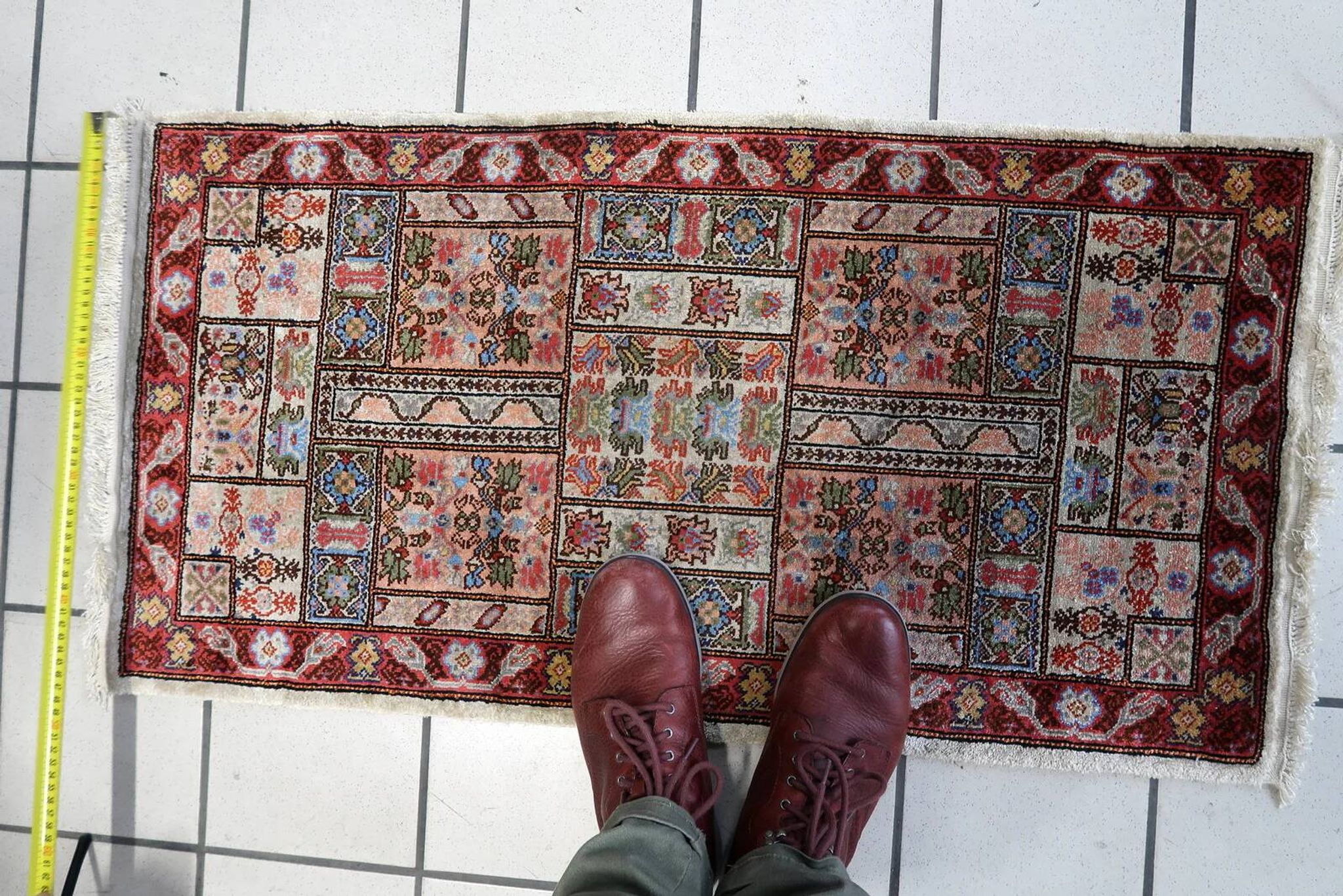 Handmade vintage Tunisian silk rug 51cm x 97cm, 1970s