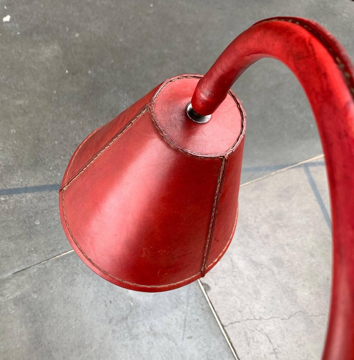 Mid-century leather floor lamp by Jacques Adnet for Valenti, Spain, 1960s.