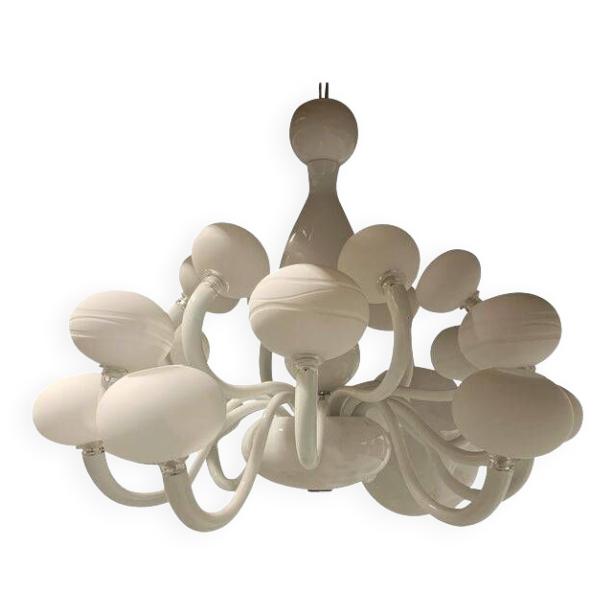 Contemporary pop white murano glass chandelier