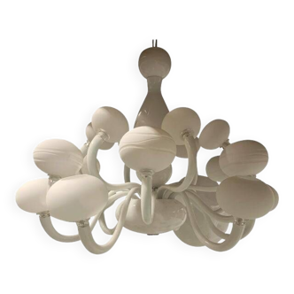 Lustre contemporain en verre de Murano blanc pop