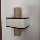 Pair of marble wall lights with fabric shades
