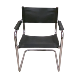 Chair black leather and chrome