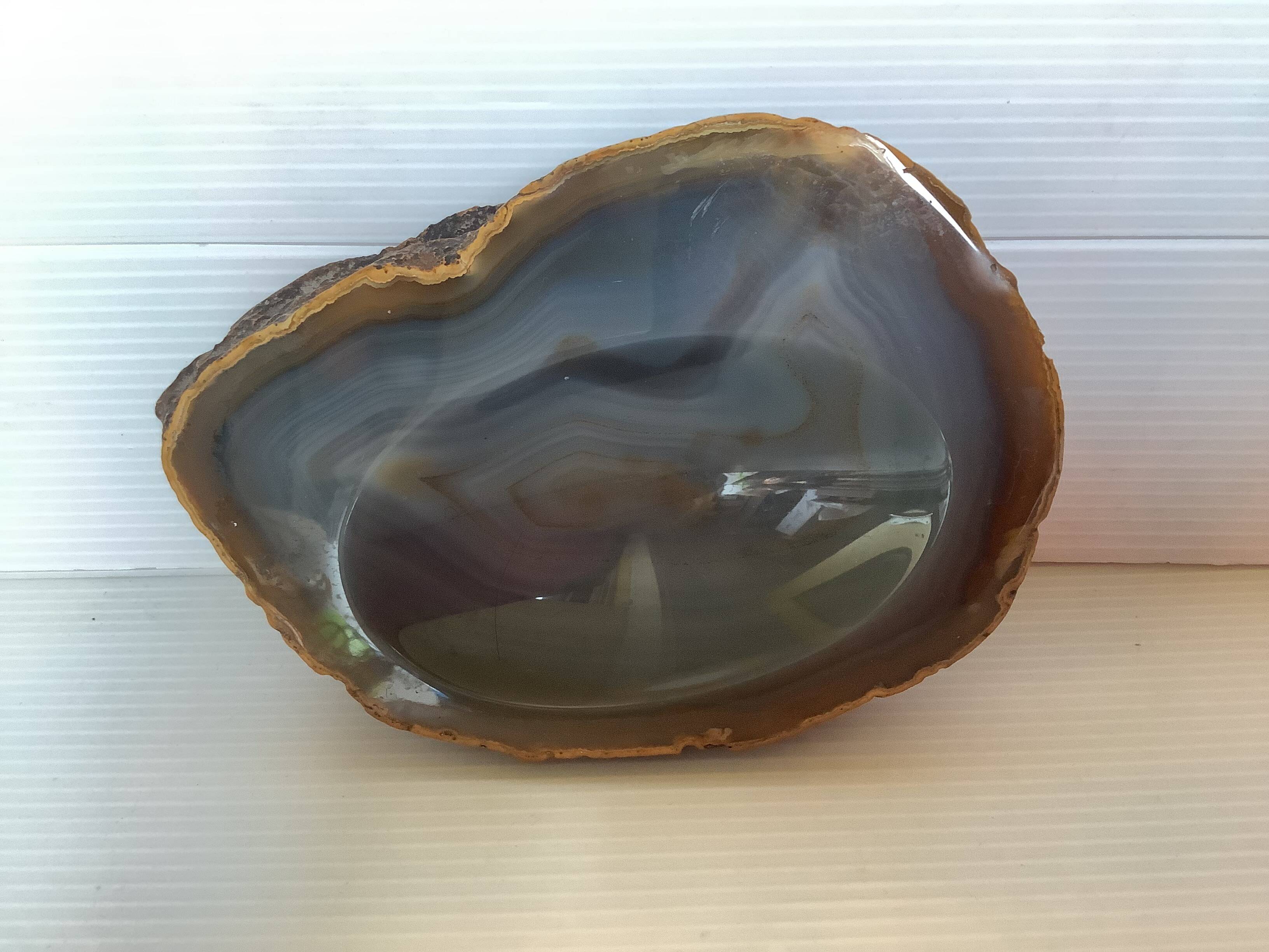 Blue Agate slice ring sizer pocket