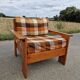 Pair of brutalist pine armchairs circa 1960