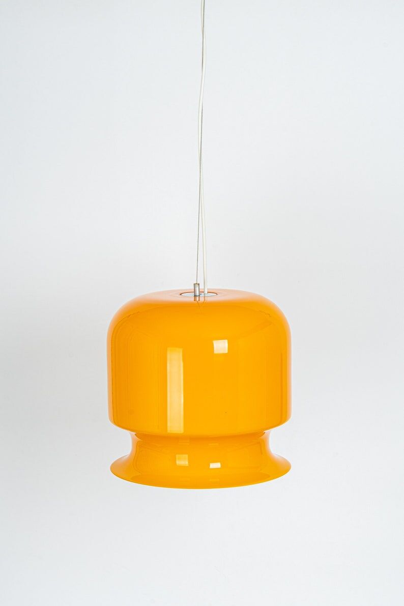 Yellow glass pendant lamp Peill & Putzler Germany 1970s