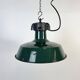 Industrial French Dark Green Enamel Factory Pendant Lamp, 1960s