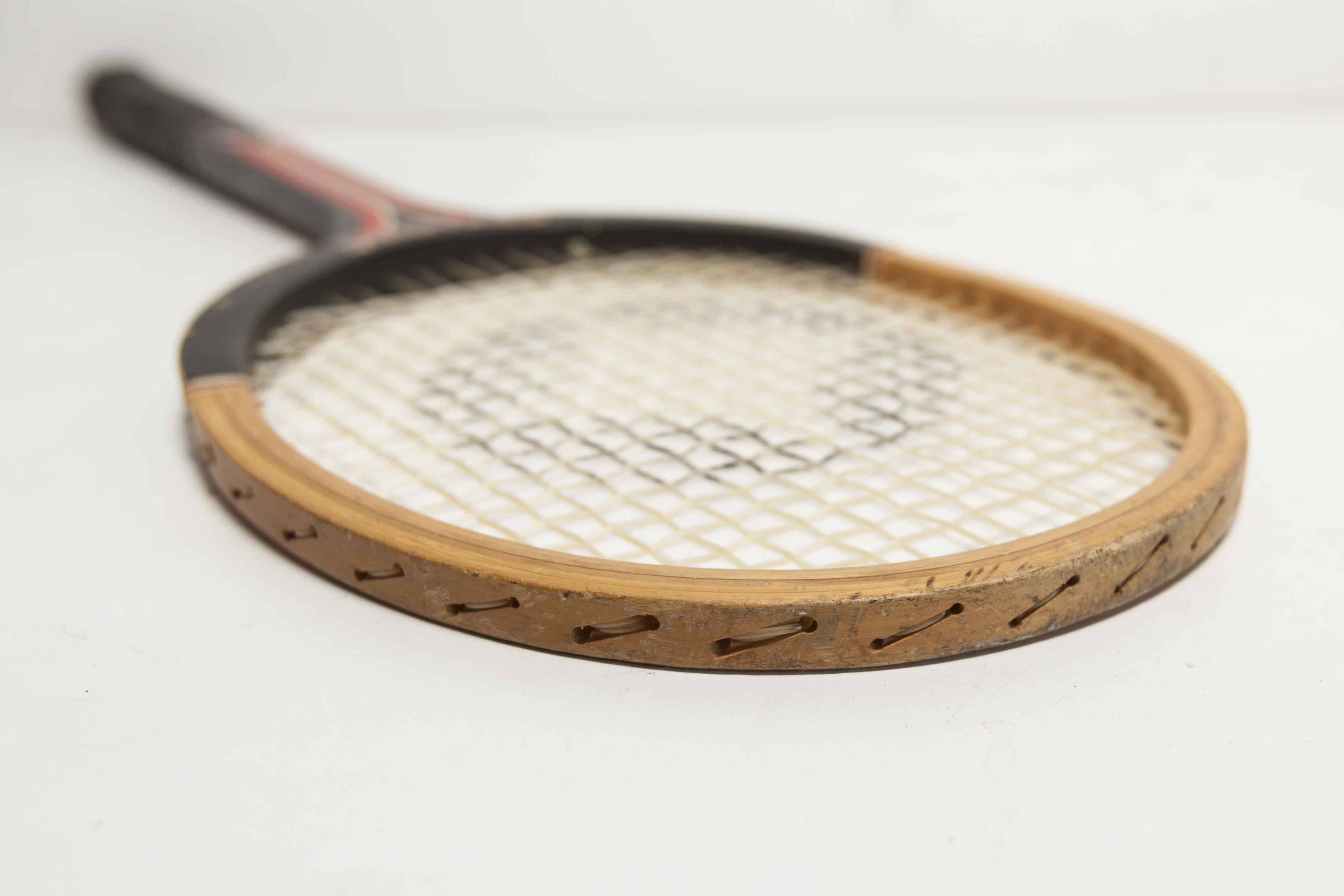 1970 Spalding black and red wooden tennis racket