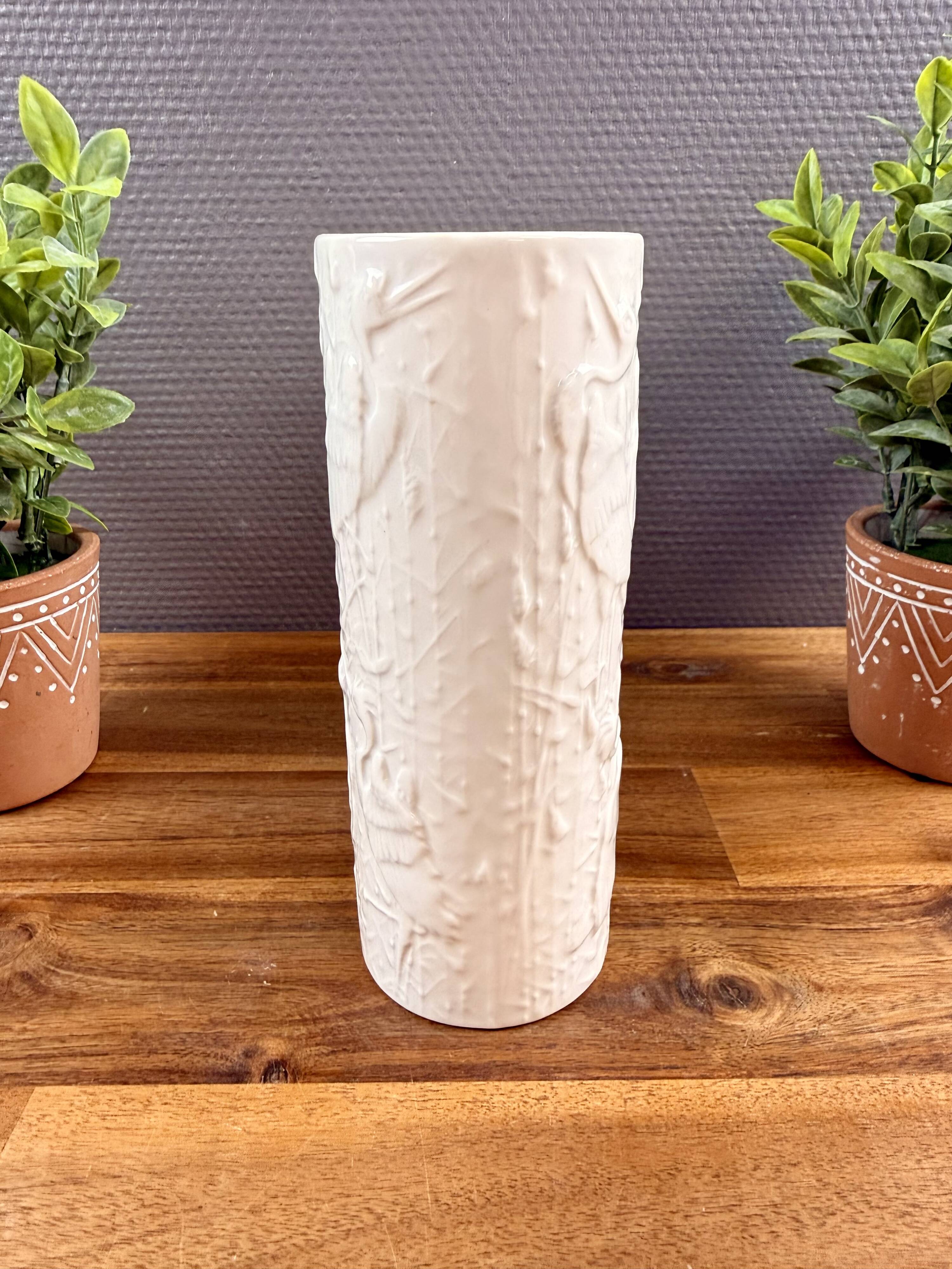 KPM Berlin vase – white relief porcelain – bird decoration