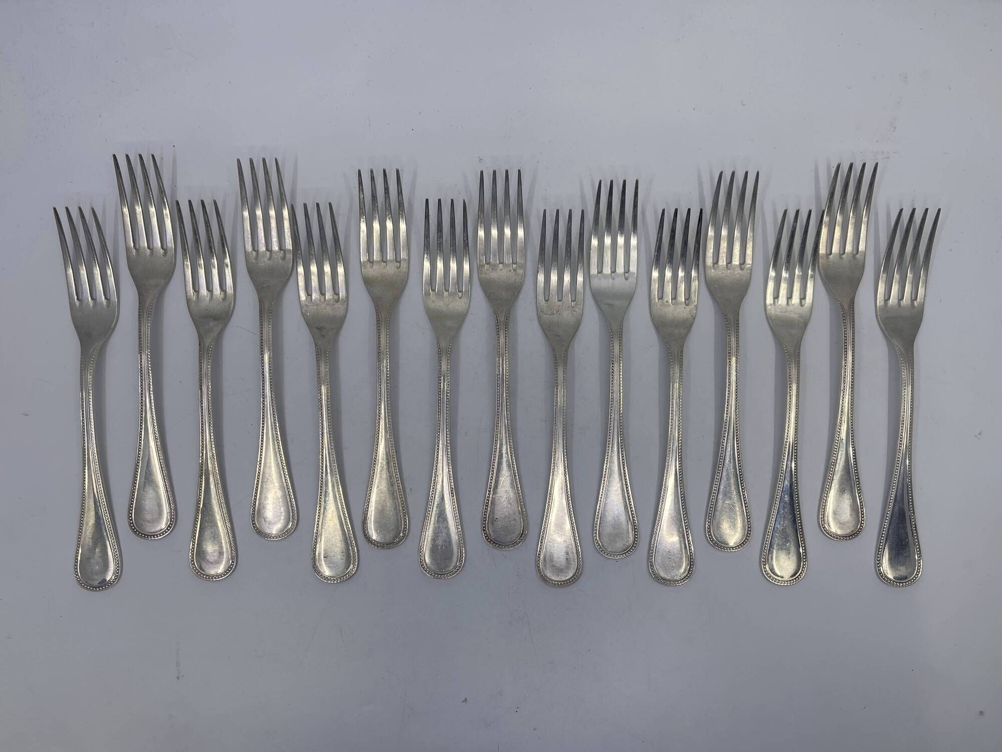 Set of 15 silver-plated dessert forks by Calegaro