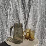 Vintage striated smoked glass carafe