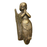 Small bronze-colored cast iron mermaid or cherub door knocker - 20th century