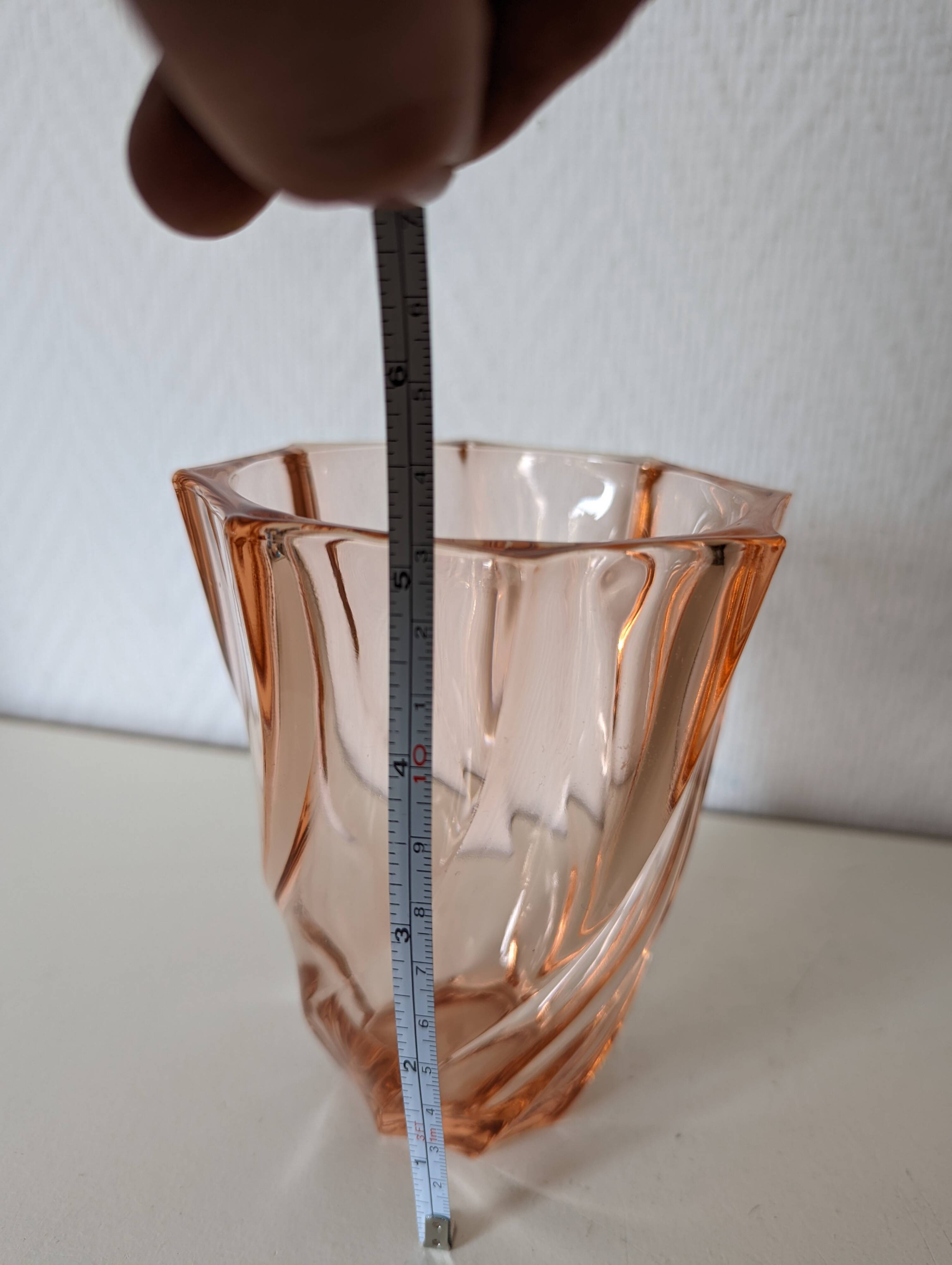 transparent glass vase in art deco style