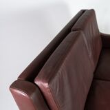 Two seater sofa, with red brown leather by Stouby Furniture