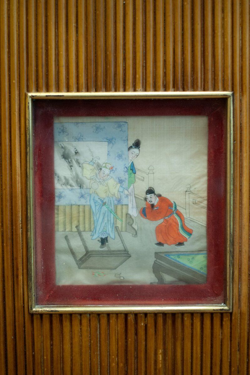 Bamboo wardrobe with illustrations, Italy, 1950