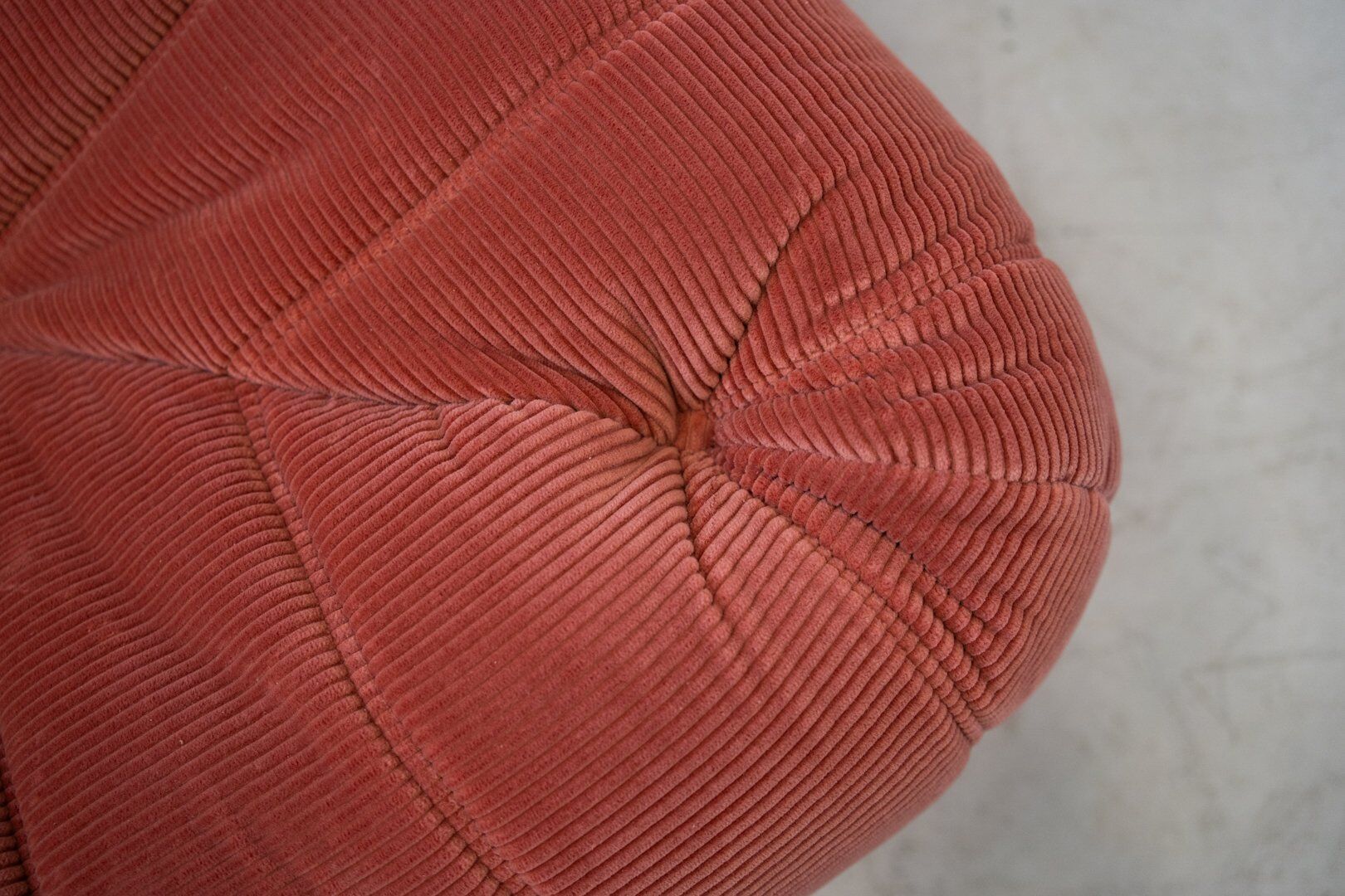 Coral corduroy Togo living room set by Michel Ducaroy for Ligne Roset, 1979, set of 5