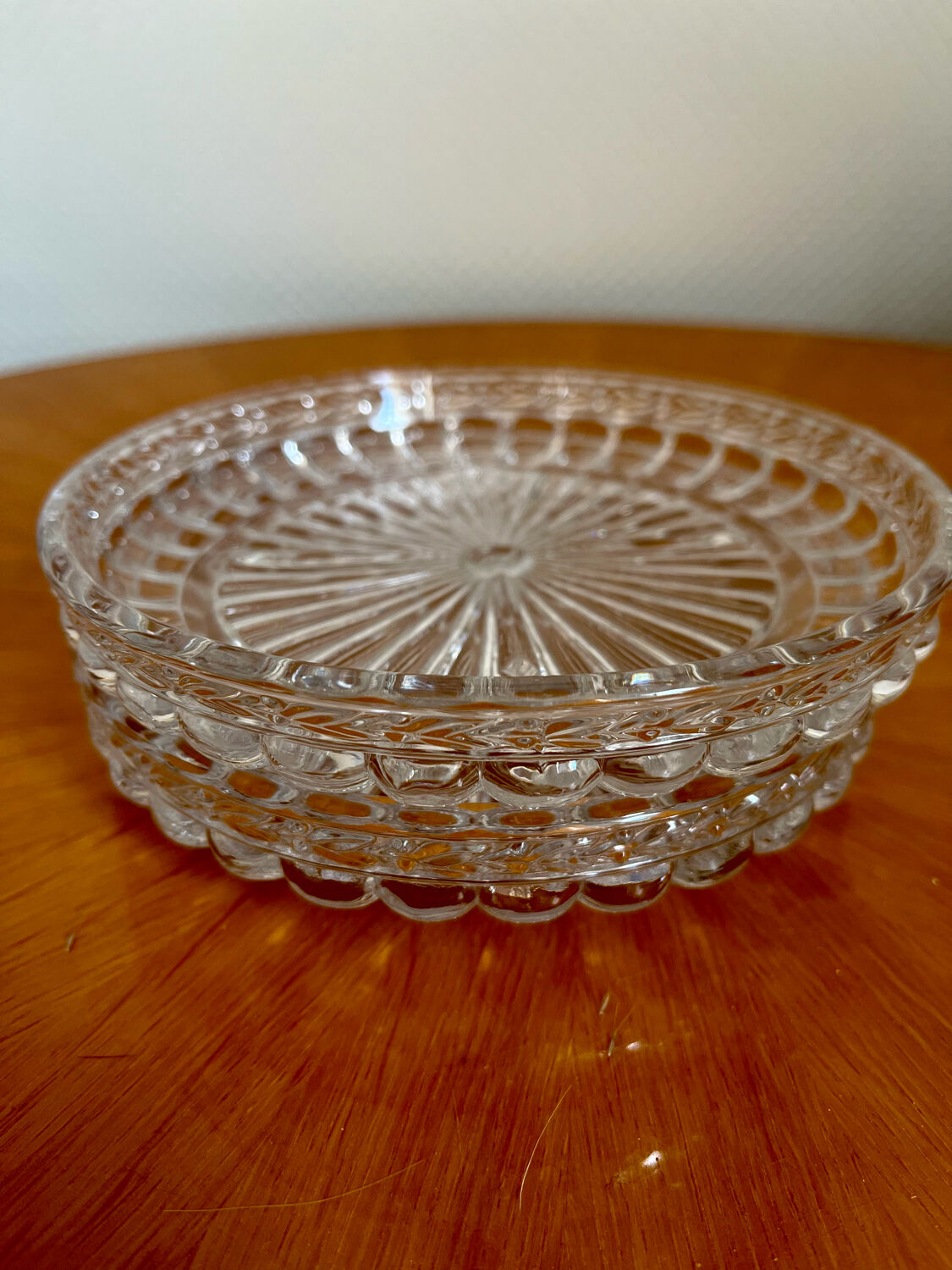 Vintage molded glass empty pocket cups