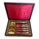 Set of 6 silver-gilt teaspoons, 2nd grade neck brace hallmark, 14 cm, in its box, late 19th century. Early 20th century