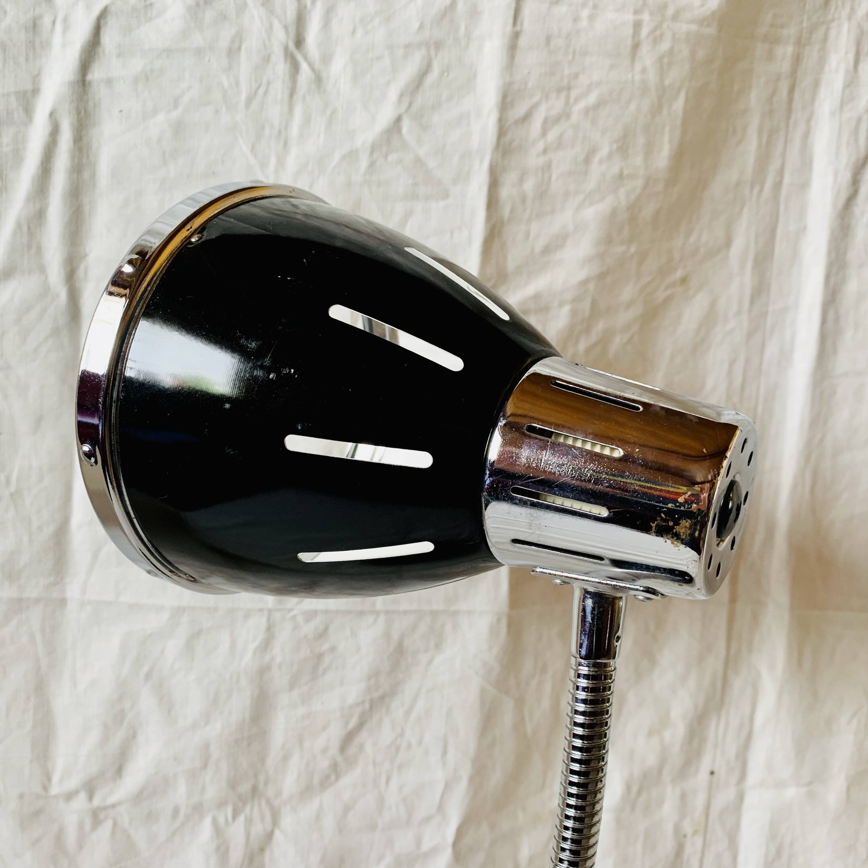 Vintage flexible desk lamp in black and chrome metal
