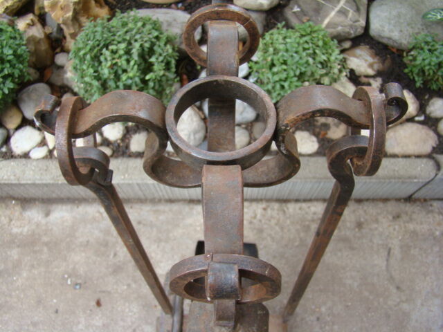Old wrought iron fireplace accessories