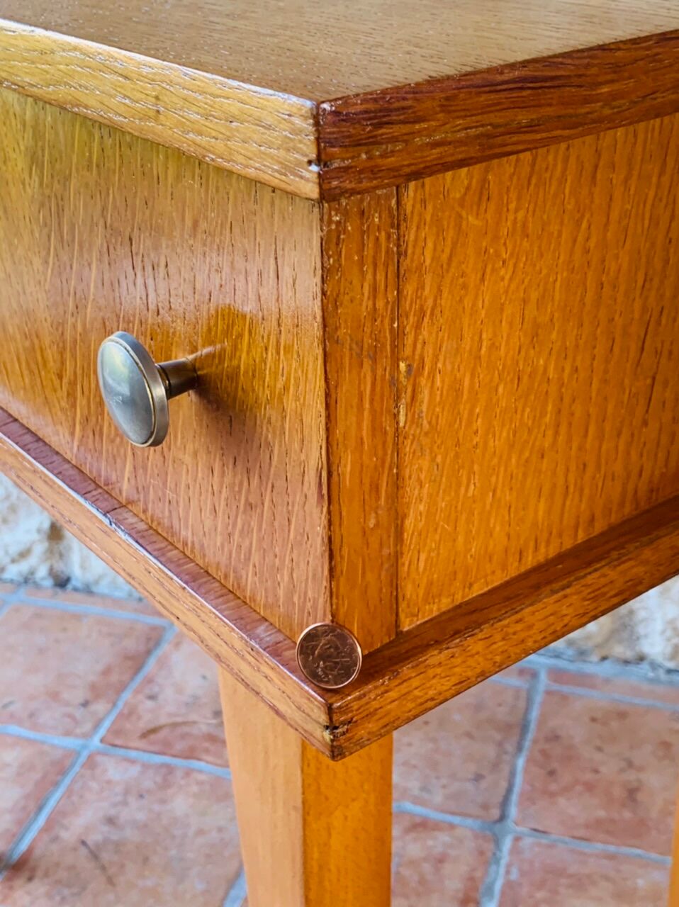 Vintage bedside table on compass legs, 1950 ́s