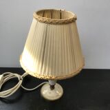 Lampe corps laiton & verre opaline blanc  abat-jour  vintage
