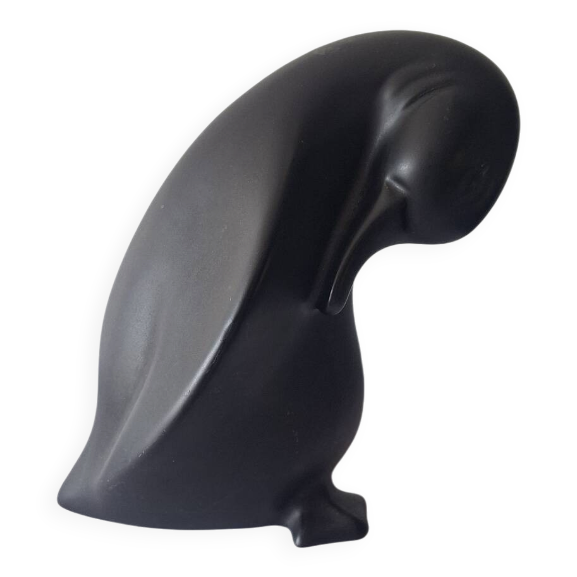 Pingouin En Céramique  Noir Vallauris André Baud