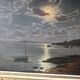 Old painting signed Roger de la Corbières – Seascape in the moonlight