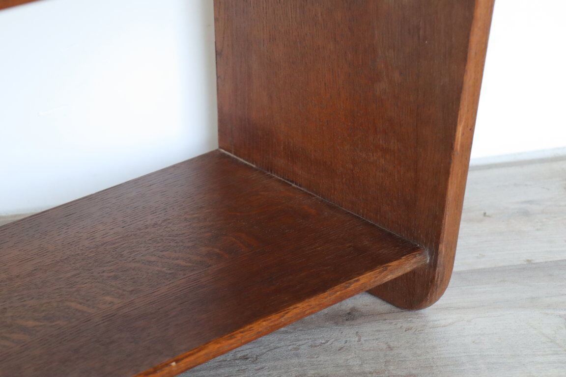 Vintage solid oak wall shelf, 1950
