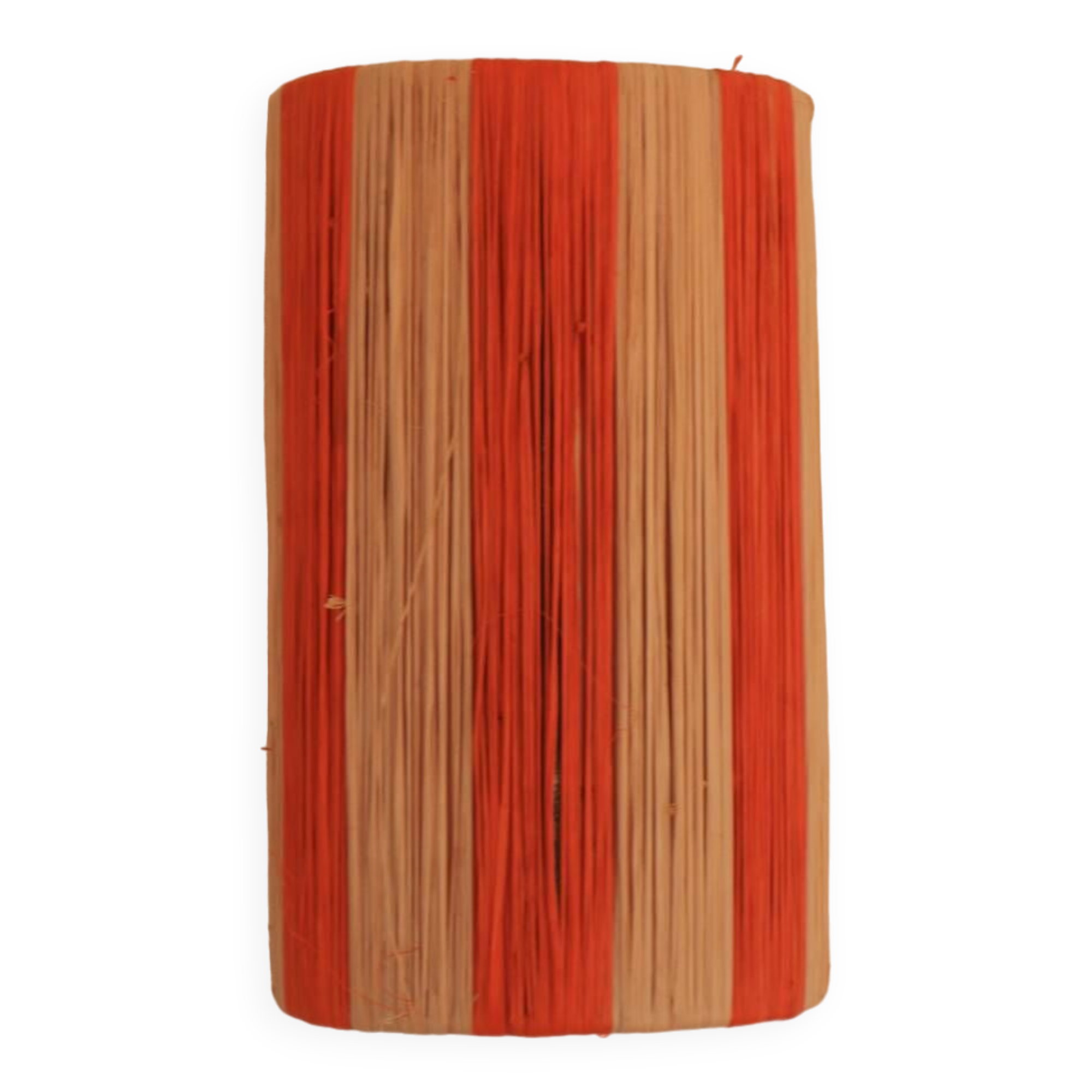 Orange and natural striped raffia wall light