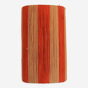 Orange and natural striped raffia wall light