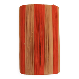 Orange and natural striped raffia wall light