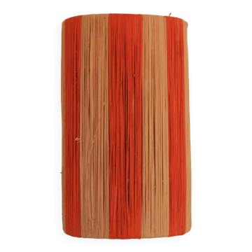 Applique murale en raphia rayé orange et naturel