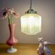 Vintage art deco globe pendant light in pale pink opaline.
