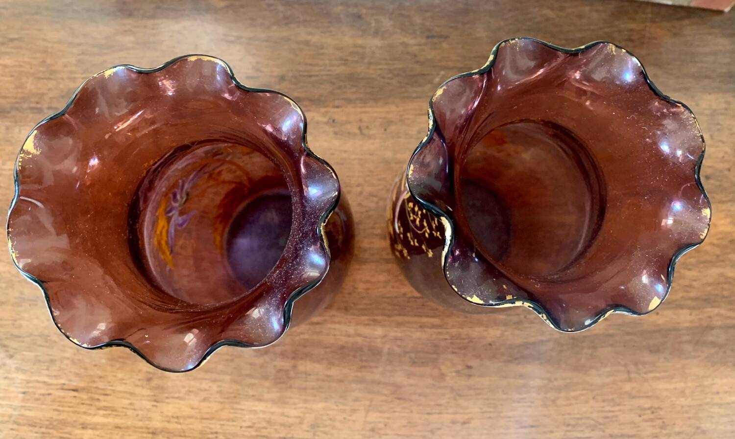 Enamelled glass vases