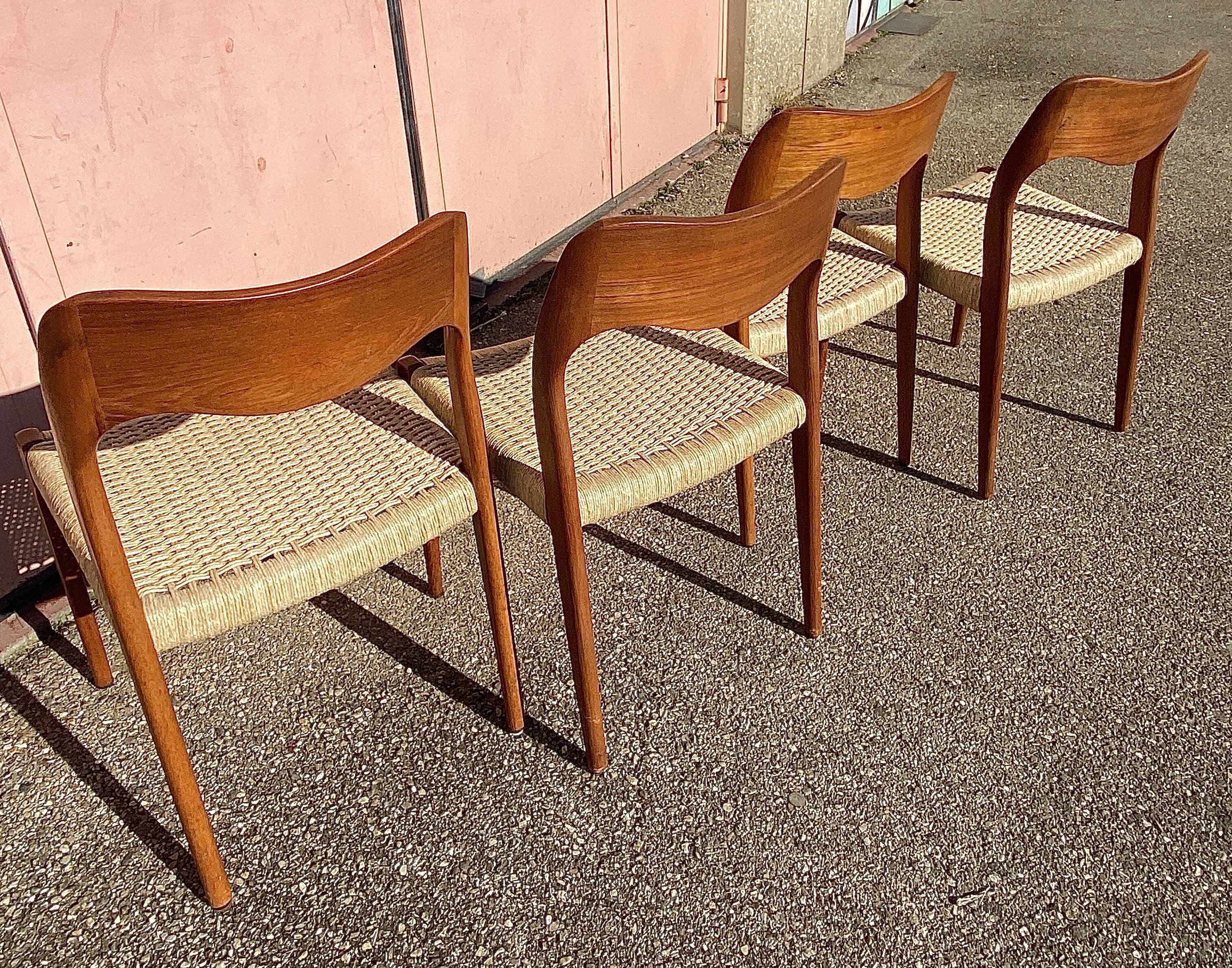 4 chairs série 71 by Niels Otto Moller for j l moller