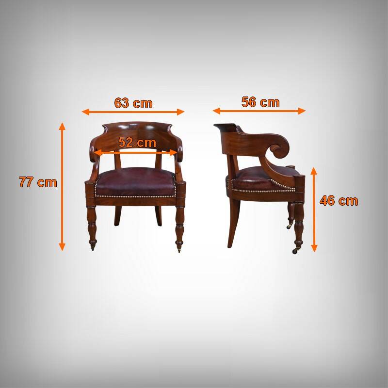 Mahogany office chair, Restoration period – early 19th century