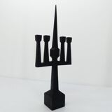 Candélabre brutaliste en acier forgé noir 1950