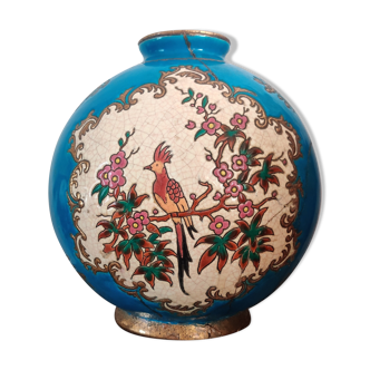 Ball vase in Longwy enamels