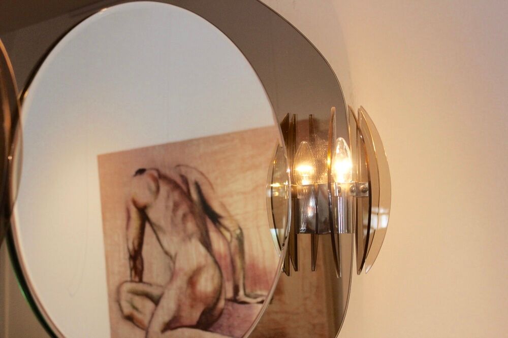 Glass mirror Italian two-tone with sconces glass