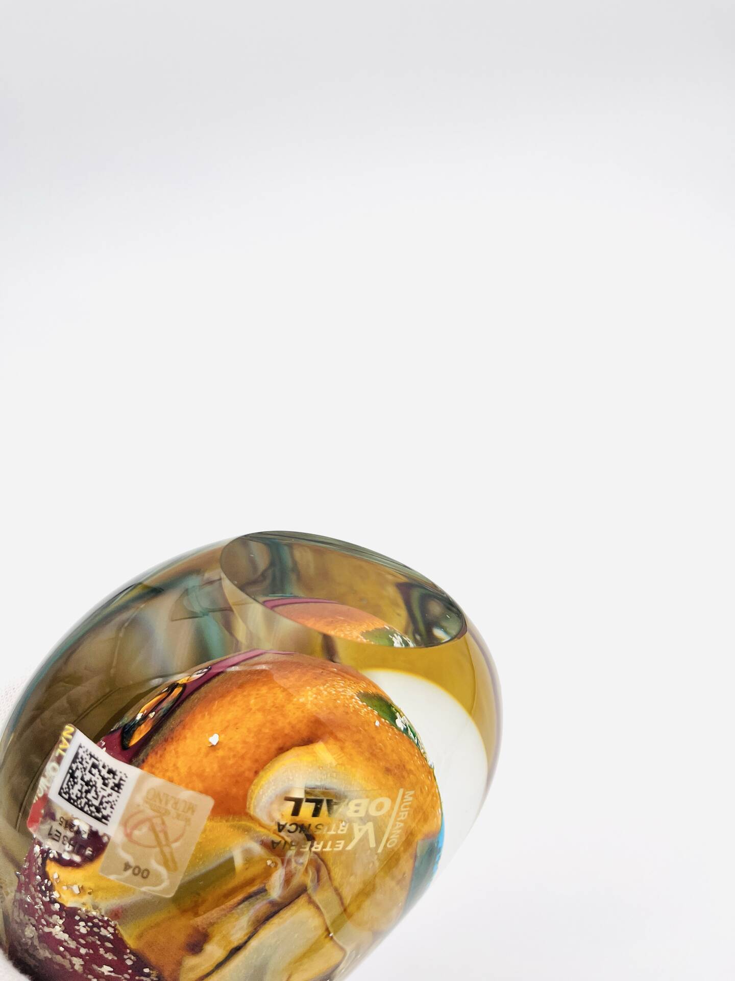 Vase sculpture Murano Gioia Michele Onesto Oball or 24k Sommerso 20cm
