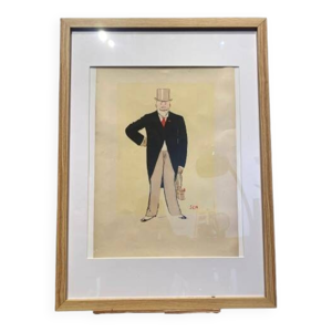 Gravure d'un homme signée