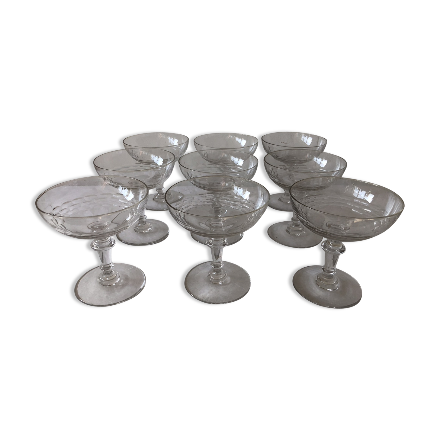 Set of 10 cuts to cristal champagne