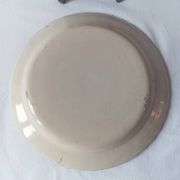 Pair of antique plates in popular earthenware with a floral basket decoration on the edge.