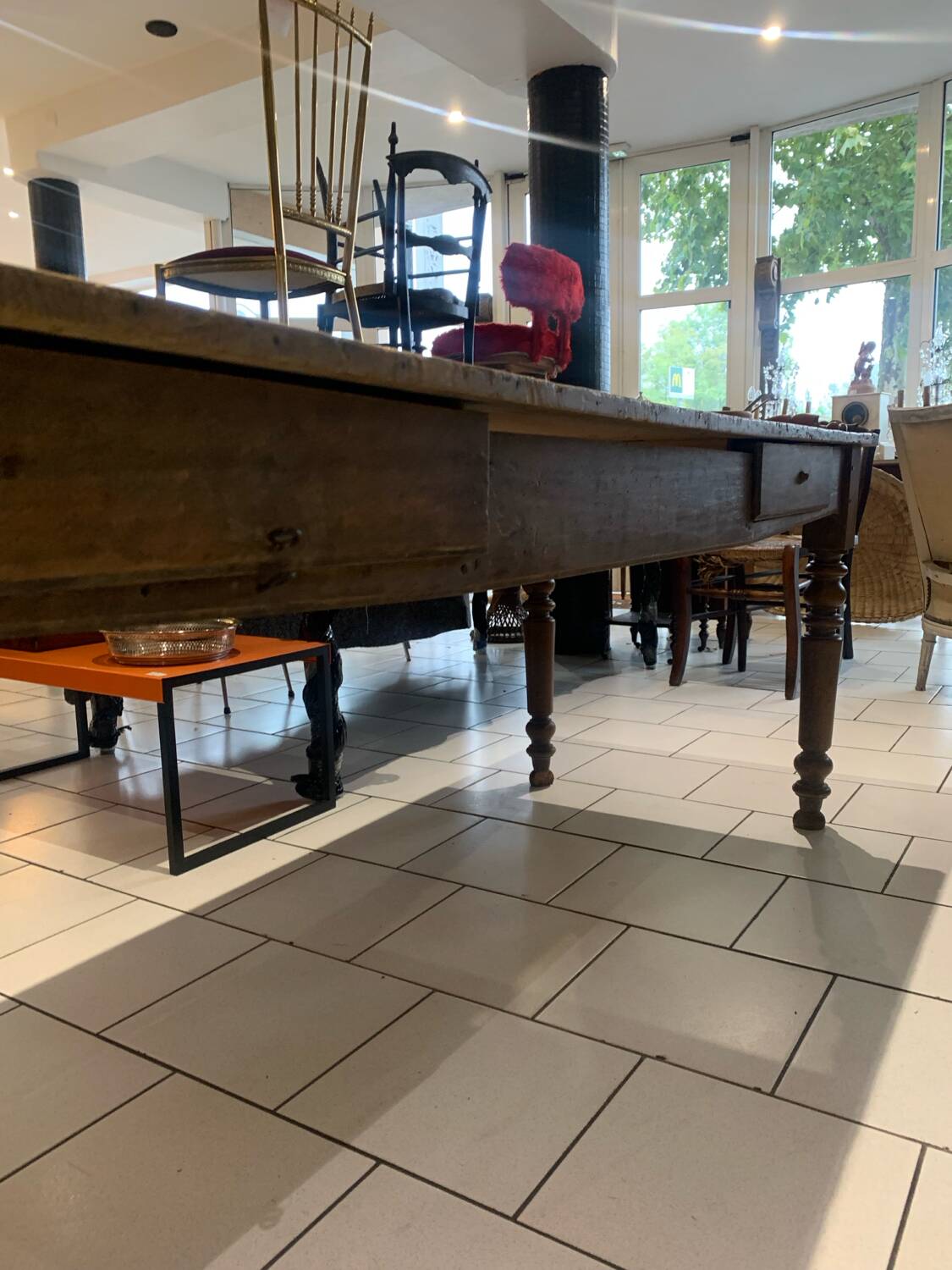 Old rustic 19th century farmhouse table