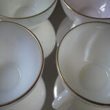 6 large iridescent tea cups with gold edge