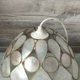 Vintage mother-of-pearl and brass pendant lamp