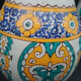 Vase pot with two handles in Moroccan ceramic signed Fes Moroccan