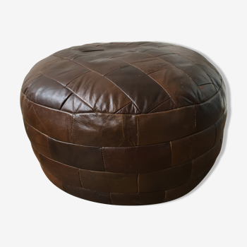 Leather patchwork ottoman