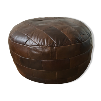 Leather patchwork ottoman