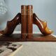 Wooden bookends with clog decoration, Breton craftsmanship, circa 1970